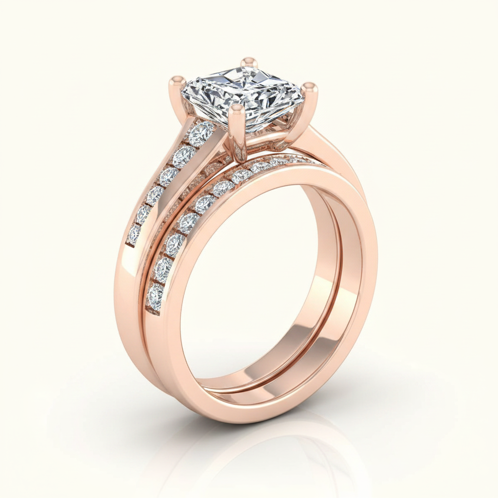 The Stevie Matching Wedding Band, Radiant in 14K Rose Gold | RockHer