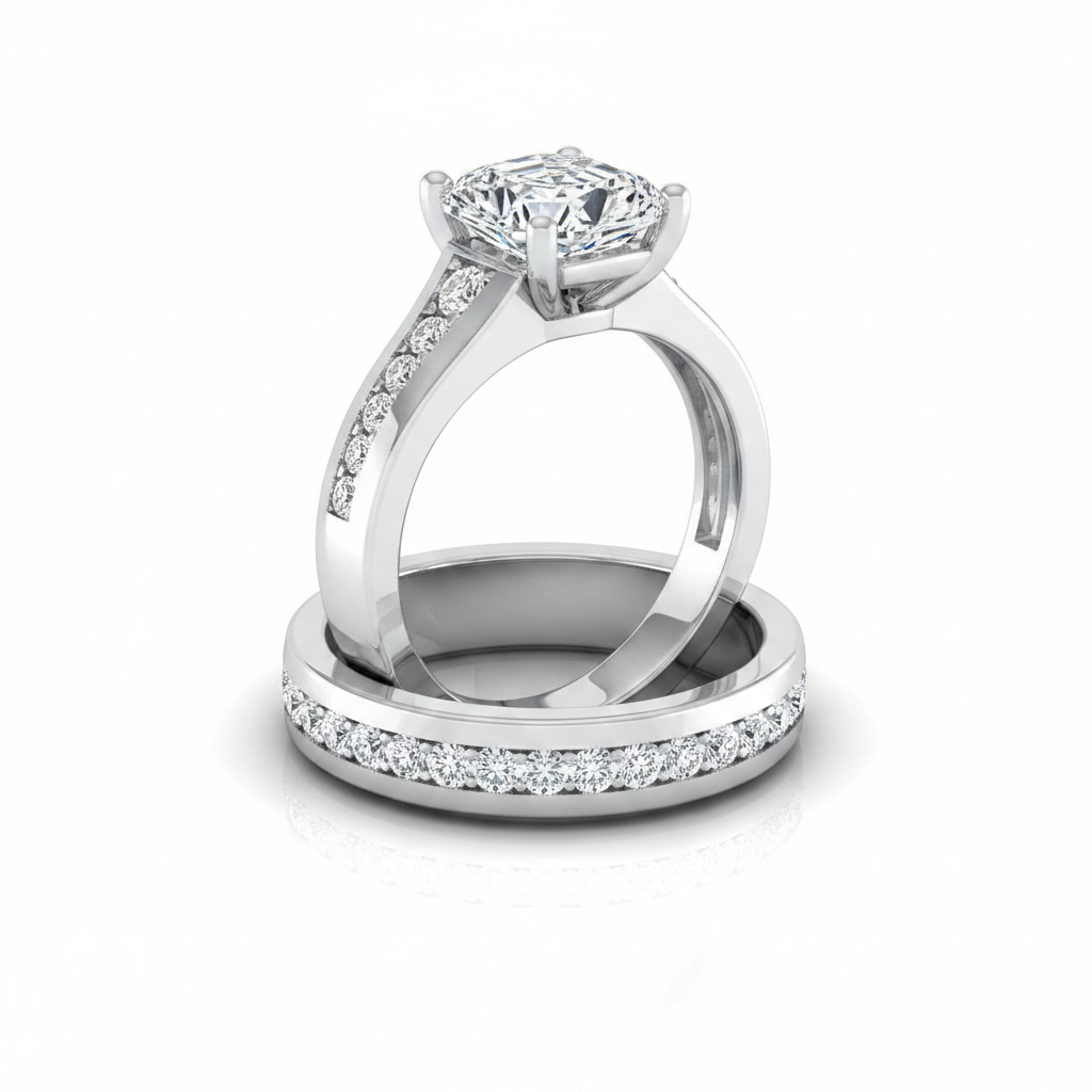The Stevie Matching Wedding Band, Asscher in 18K White Gold | RockHer