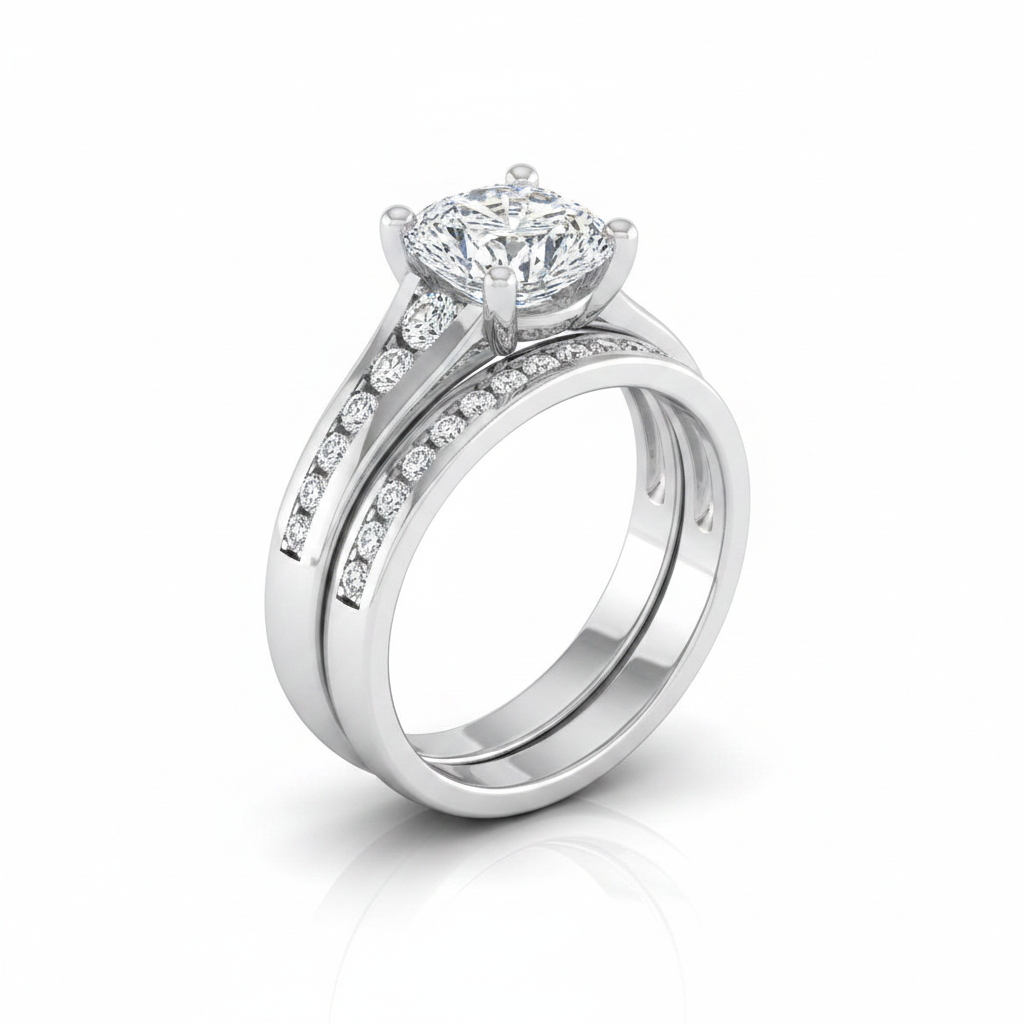 The Stevie Matching Wedding Band, Cushion in 18K White Gold | RockHer