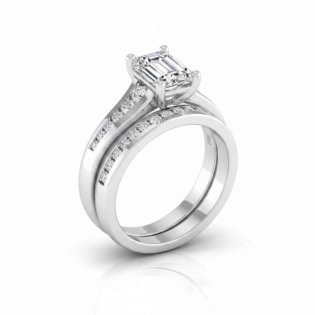 The Stevie Matching Wedding Band, Emerald in 18K White Gold | RockHer