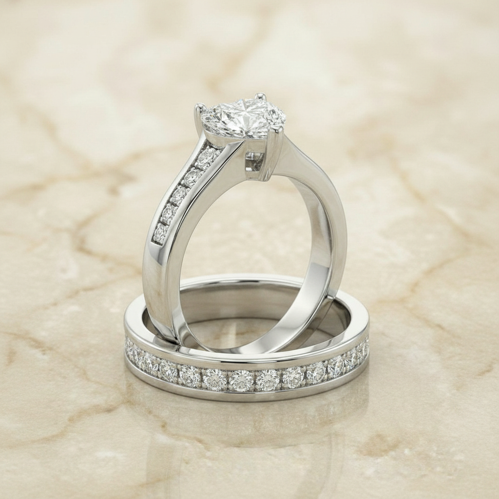 The Stevie Matching Wedding Band, Heart in 18K White Gold | RockHer