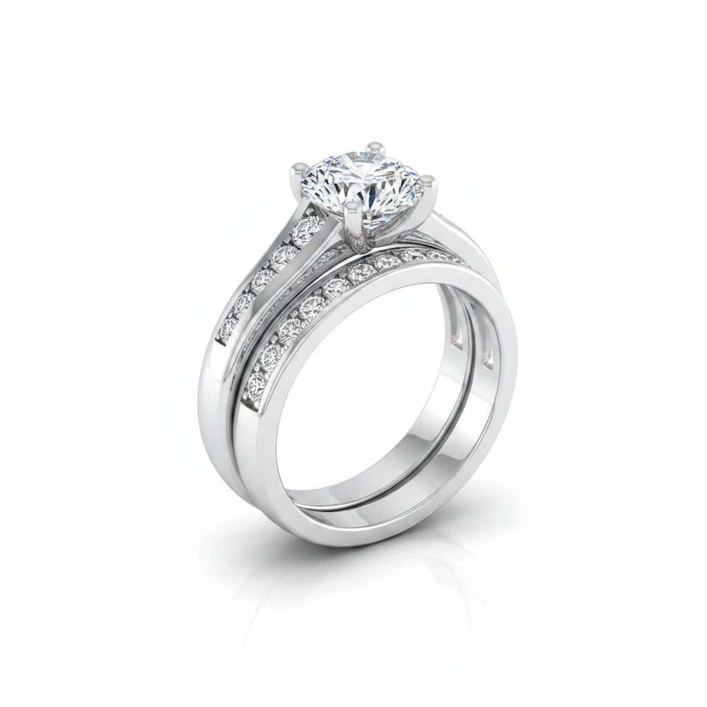 The Stevie Matching Wedding Band, Round in 18K White Gold | RockHer