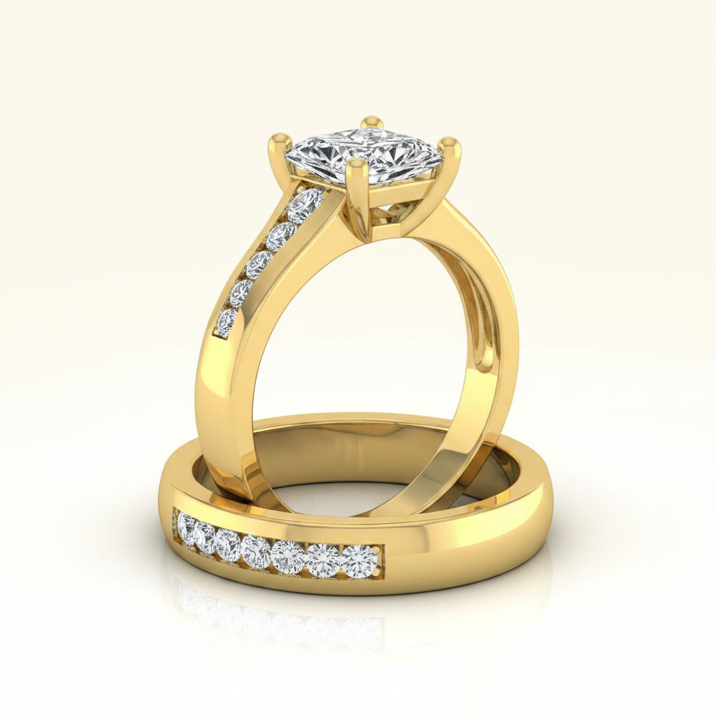 The Stevie Matching Wedding Band, Princess in 18K Yellow Gold | RockHer