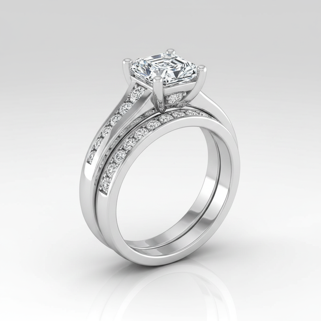 The Stevie Matching Wedding Band, Asscher in Platinum | RockHer