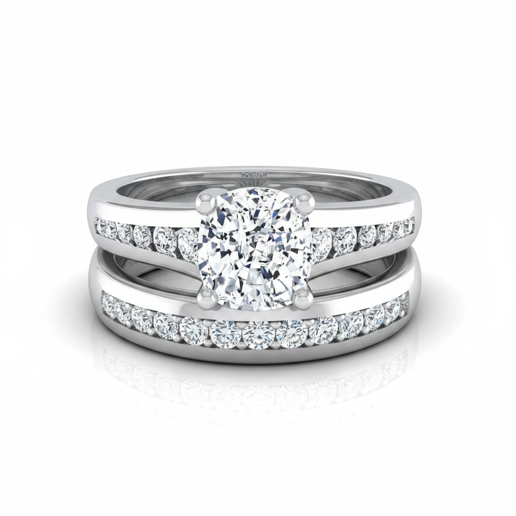 The Stevie Matching Wedding Band, Cushion in Platinum | RockHer