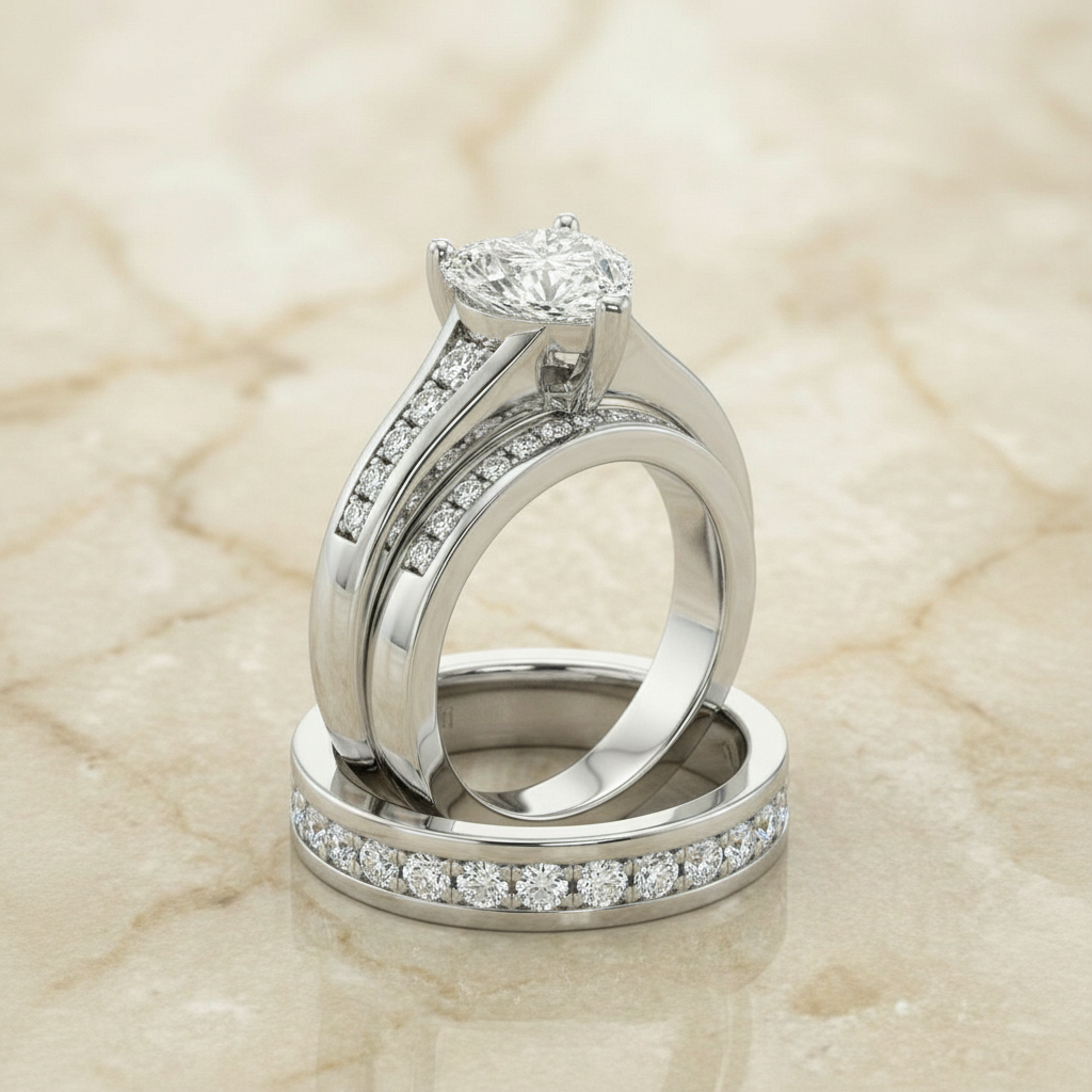 The Stevie Matching Wedding Band, Heart in Platinum | RockHer