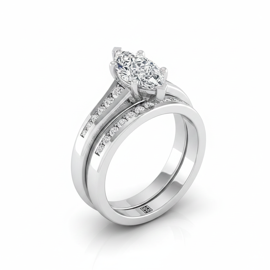 The Stevie Matching Wedding Band, Marquise in Platinum | RockHer