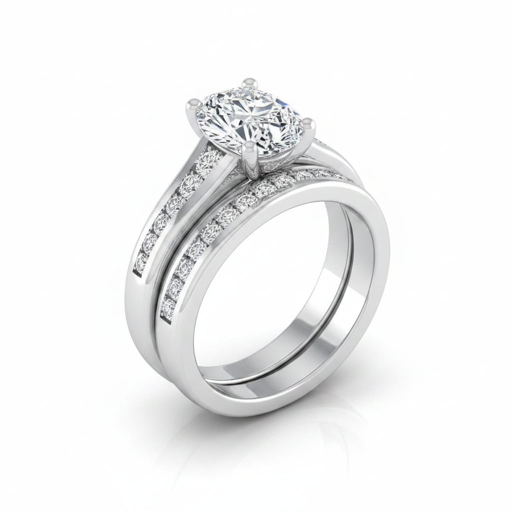 The Stevie Matching Wedding Band, Oval in Platinum | RockHer
