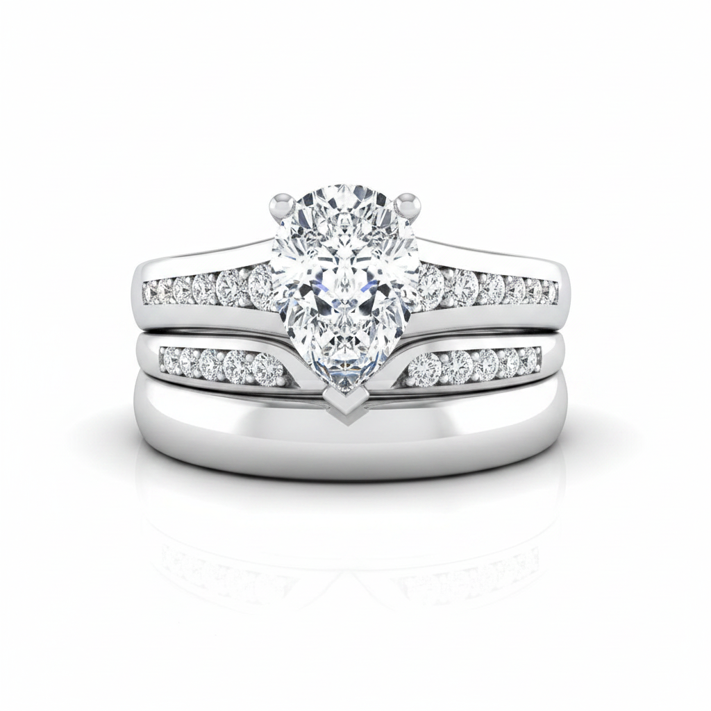 The Stevie Matching Wedding Band, Pear in Platinum | RockHer