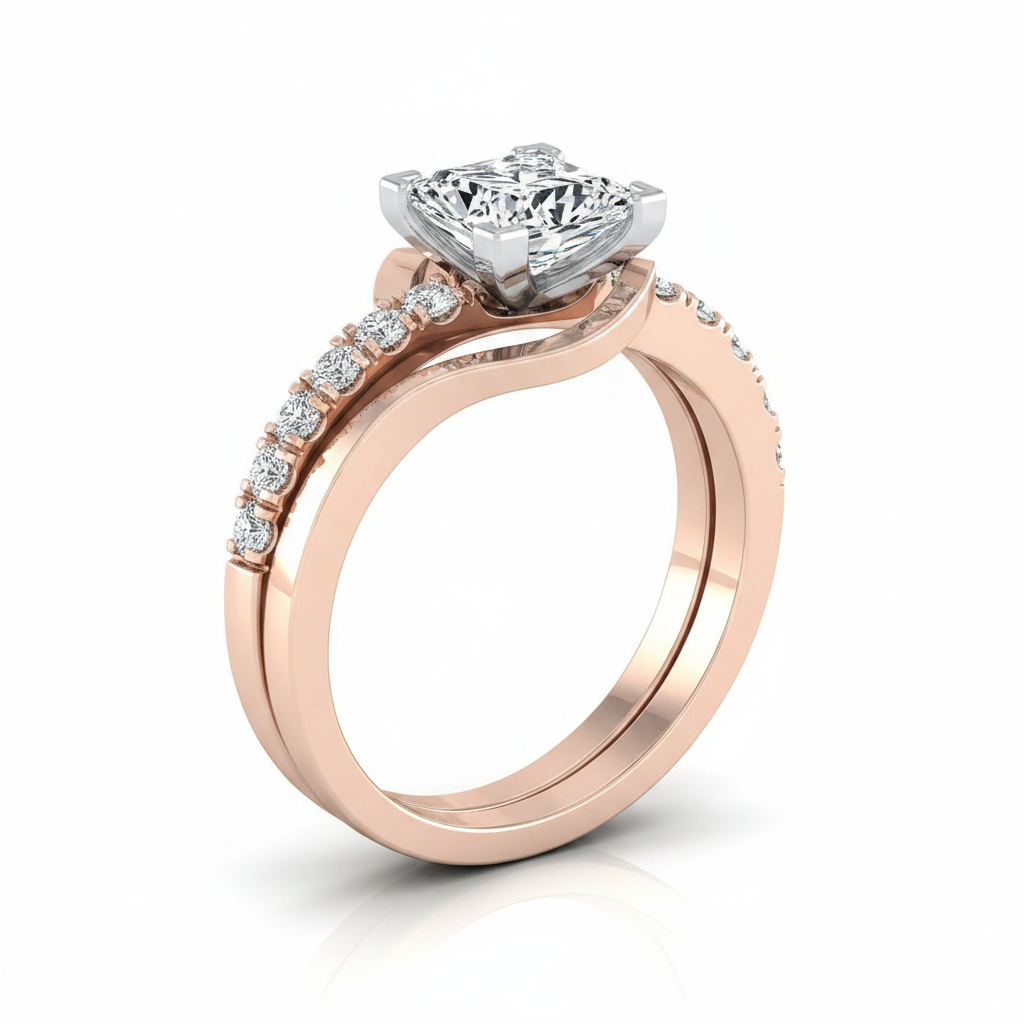 The Tatyana Matching Wedding Band, Princess in 14K Rose Gold | RockHer