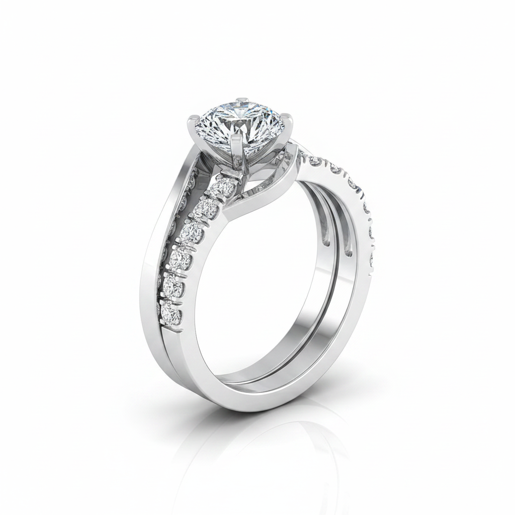 The Tatyana Matching Wedding Band, Round in 18K White Gold | RockHer