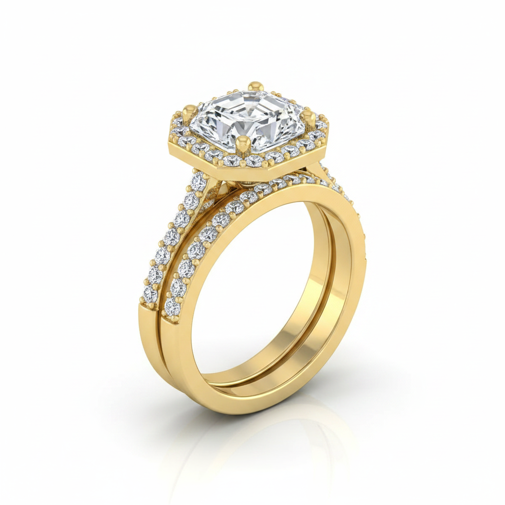 The Taylor Matching Wedding Band, Asscher in 18K Yellow Gold