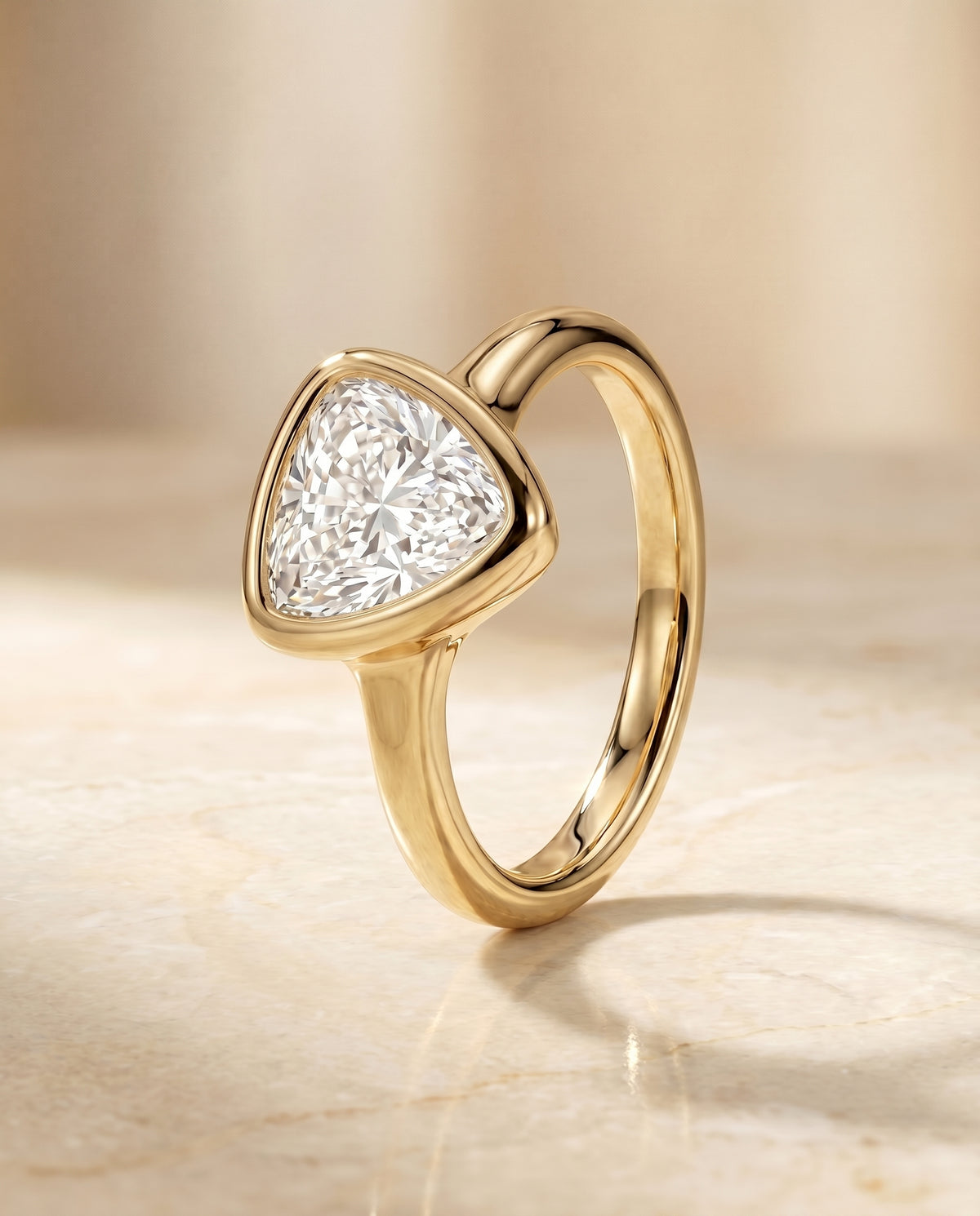Bezel Solitaire In Shield styling on The Agnes diamond engagement ring setting | RockHer