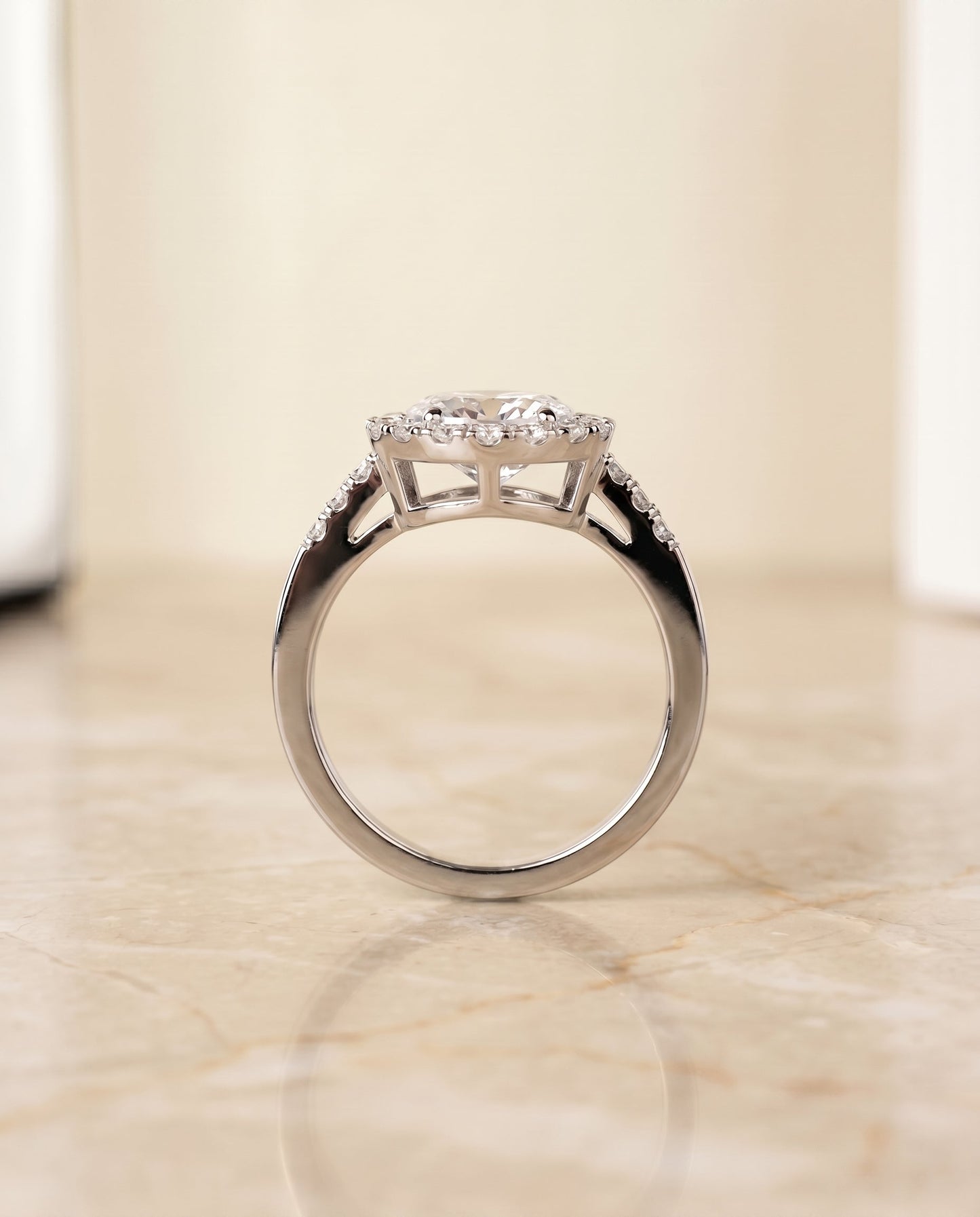 The Crimson Select Halo Engagement Ring with Lab Diamond in 18K White Gold - view 5