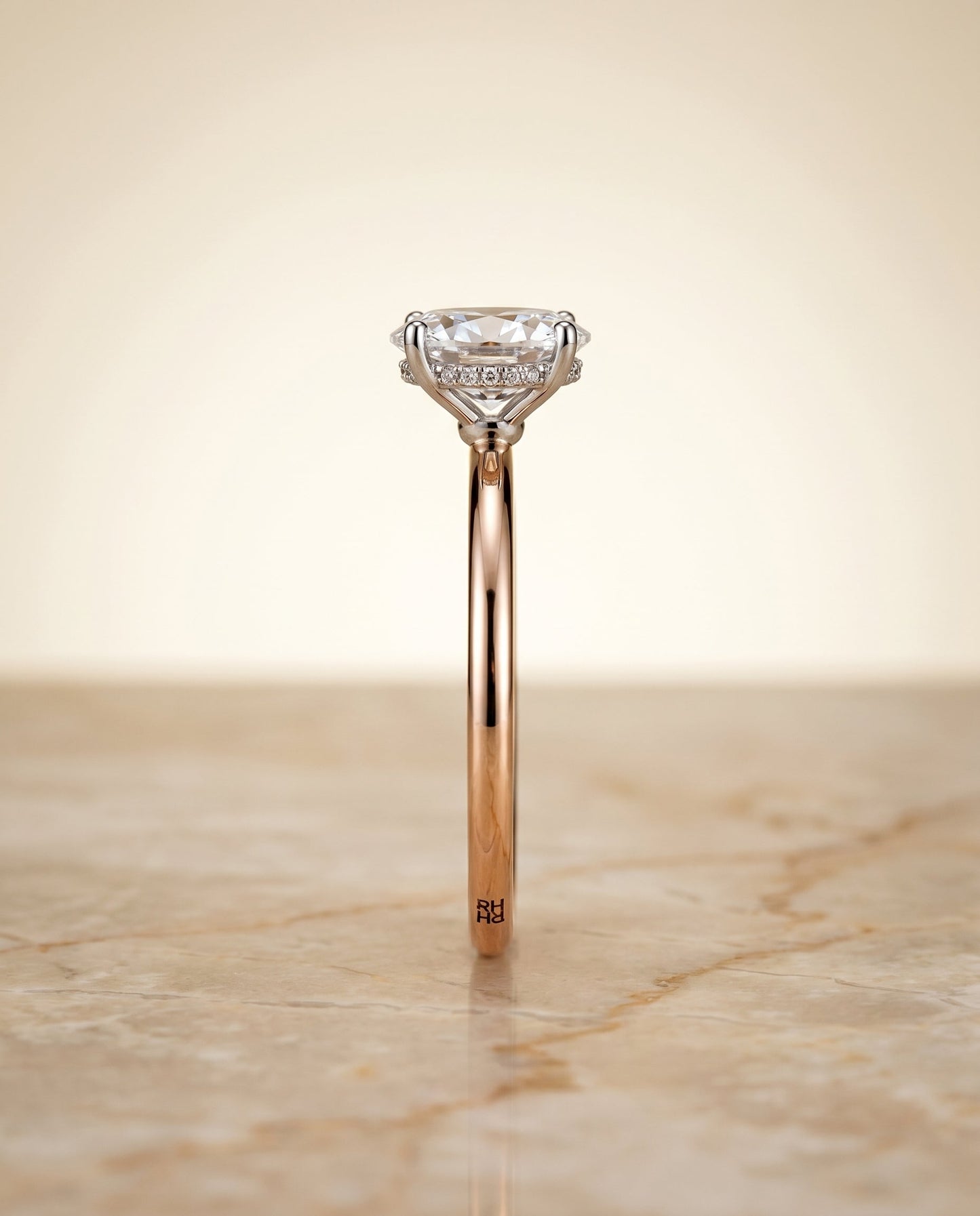 Eartha Select Upper Hidden Halo Solitaire Oval in 14K White Gold – view 5