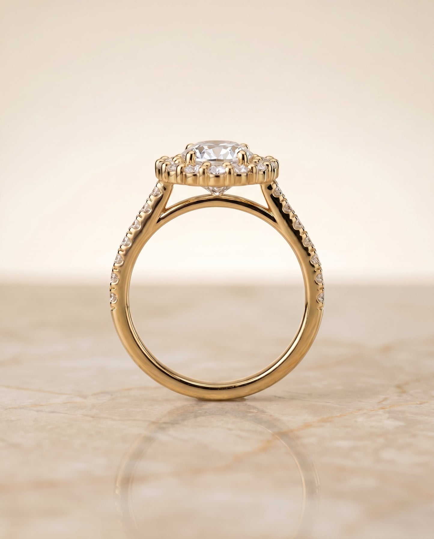 The Fiona Select Halo Engagement Ring with Lab Diamond in 18K Yellow Gold - view 5