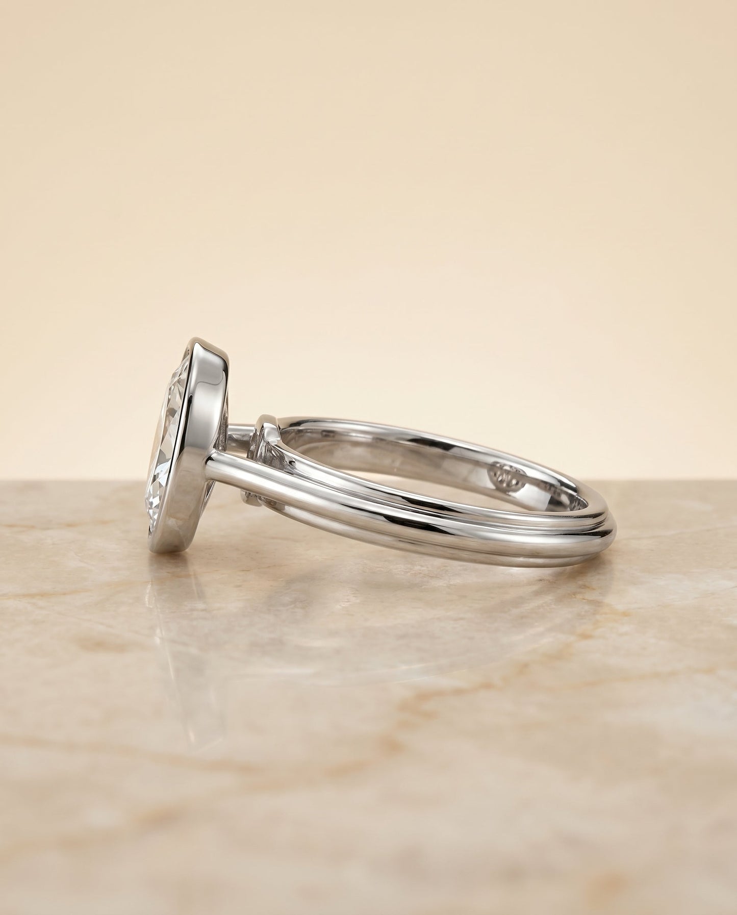 The Hayley Select Bezel Solitaire Engagement Ring with Lab Diamond in Platinum - view 5