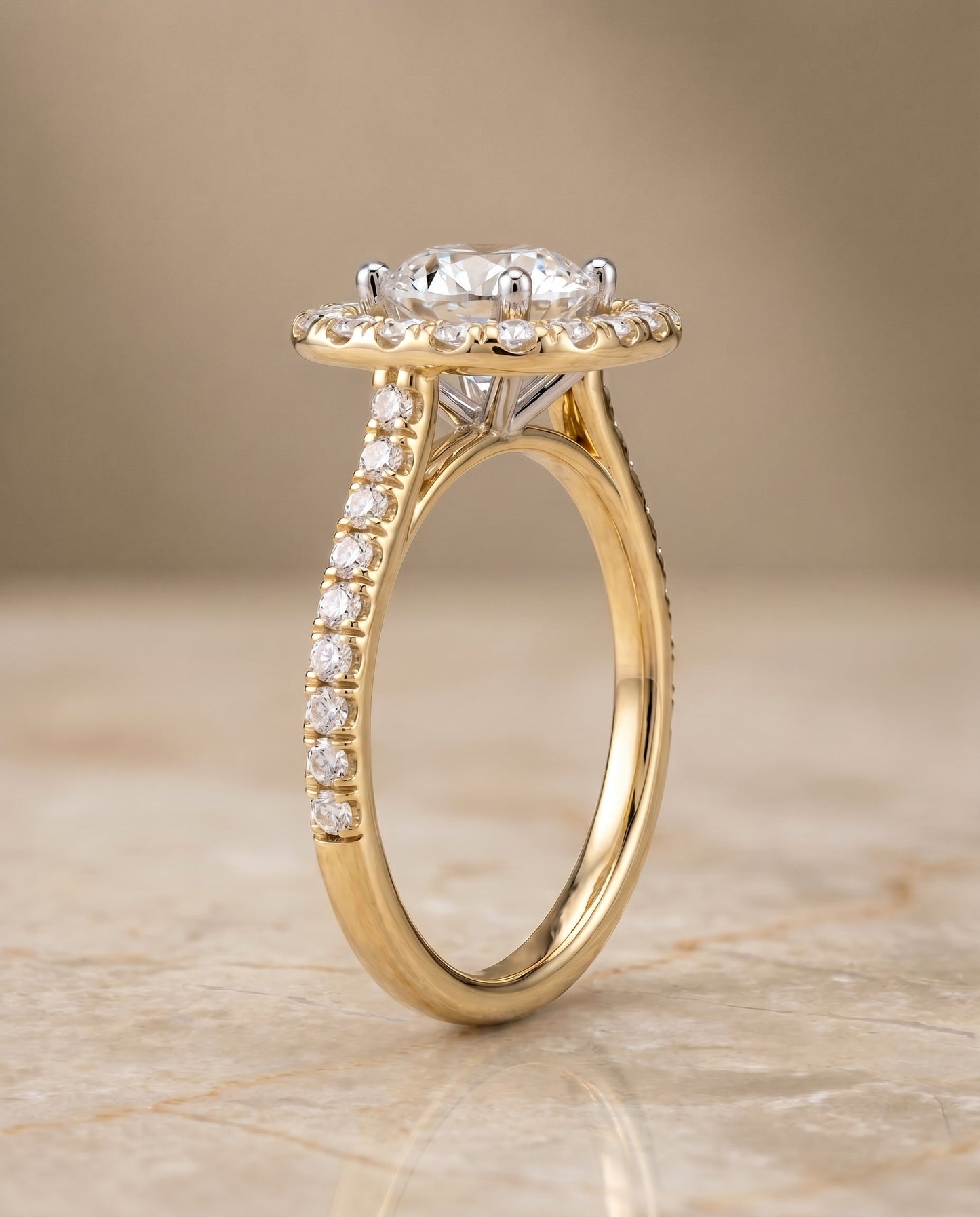 The Hymn Select Halo Engagement Ring with Lab Diamond in 18K Yellow Gold - view 5