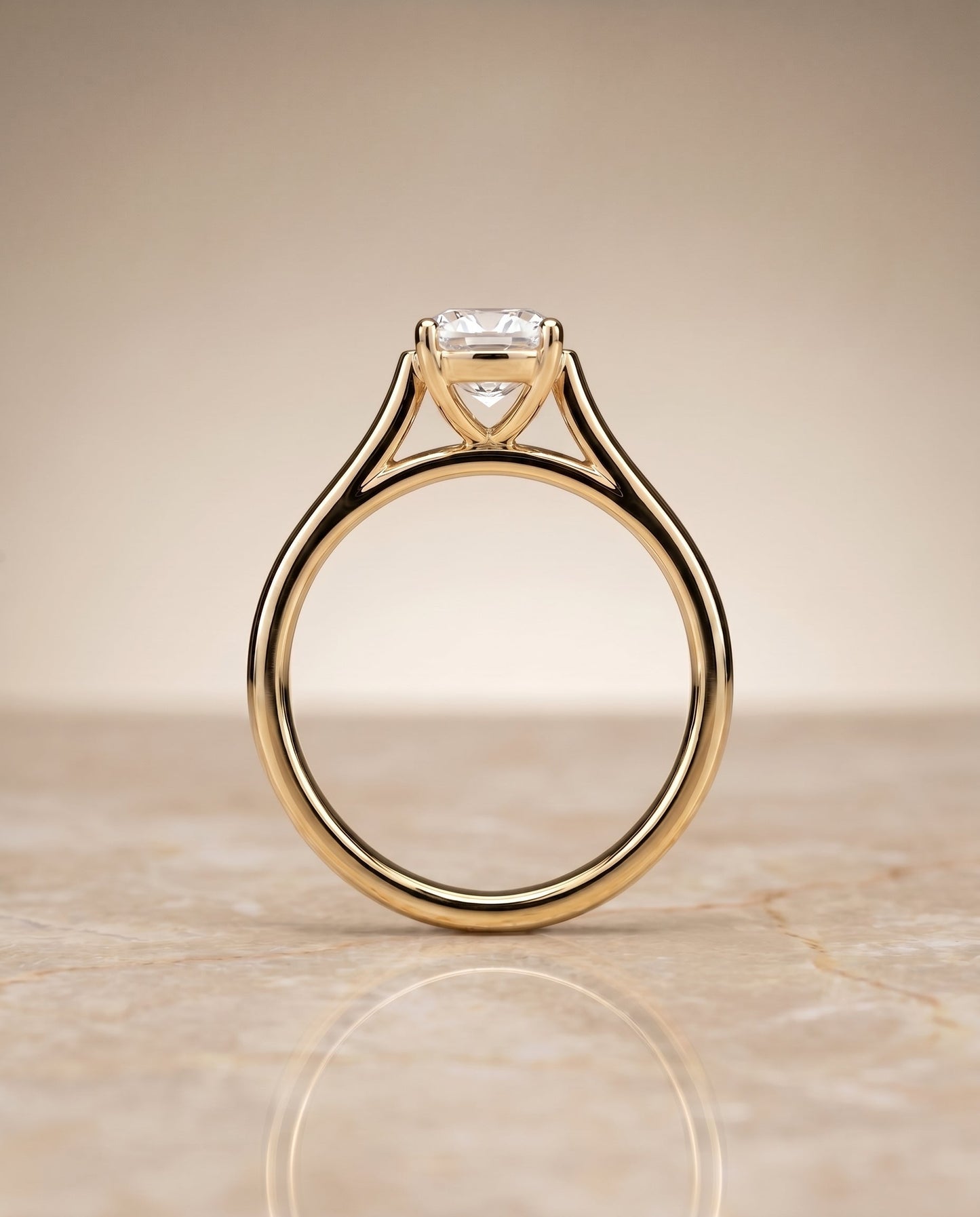The Juliette Select Cathedral Solitaire Engagement Ring with Lab Diamond in 18K Yellow Gold - view 5