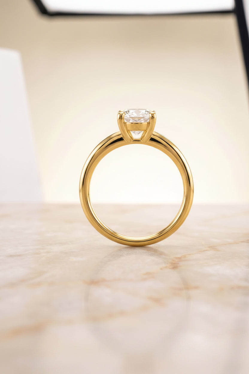 The Tori setting for oval diamonds, made to order in 18K Yellow Gold | RockHer