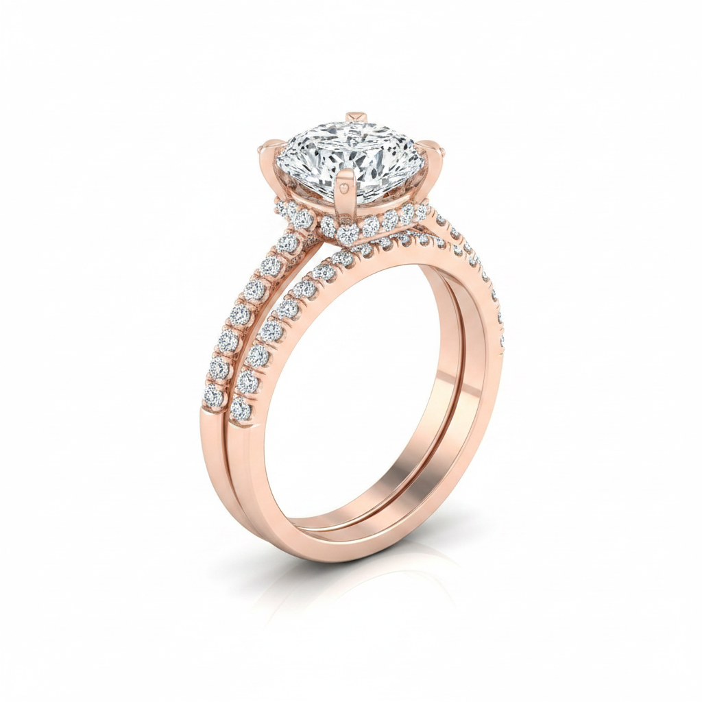The Tina Matching Wedding Band, Cushion in 14K Rose Gold | RockHer