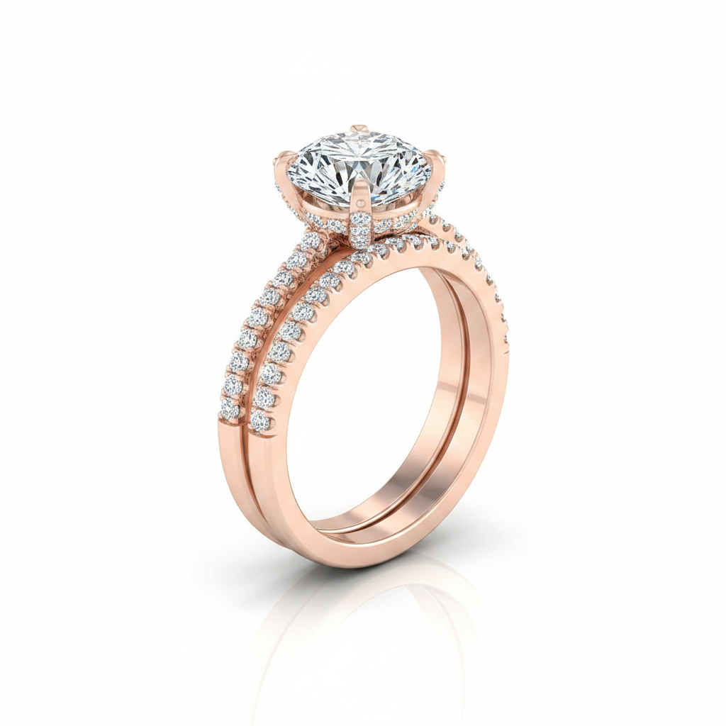 The Tina Matching Wedding Band, Round in 14K Rose Gold | RockHer