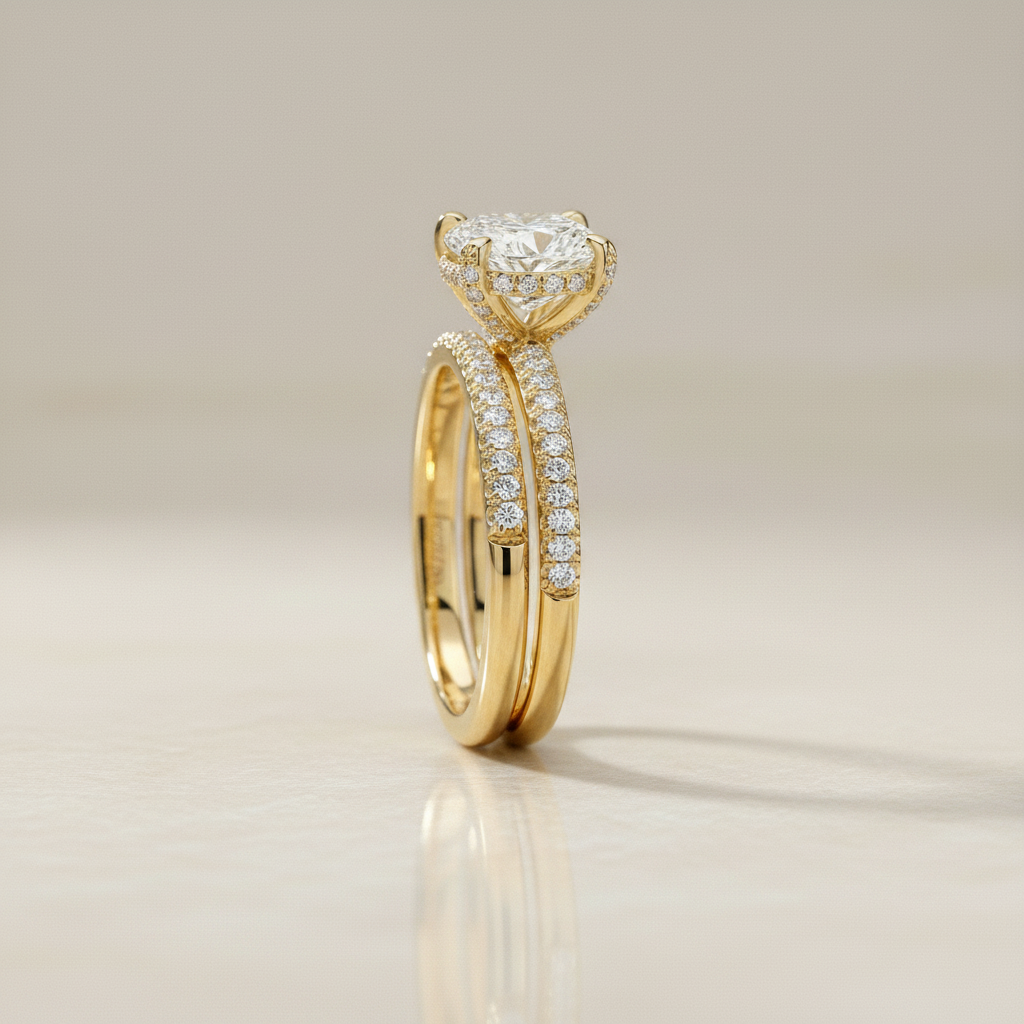The Tina Matching Wedding Band, Cushion in 18K Yellow Gold | RockHer