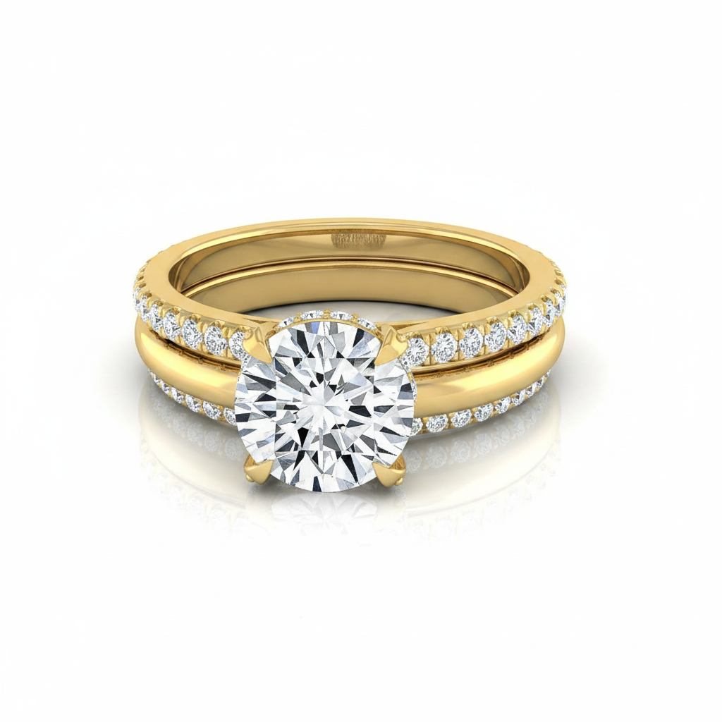 The Tina Matching Wedding Band, Round in 18K Yellow Gold | RockHer
