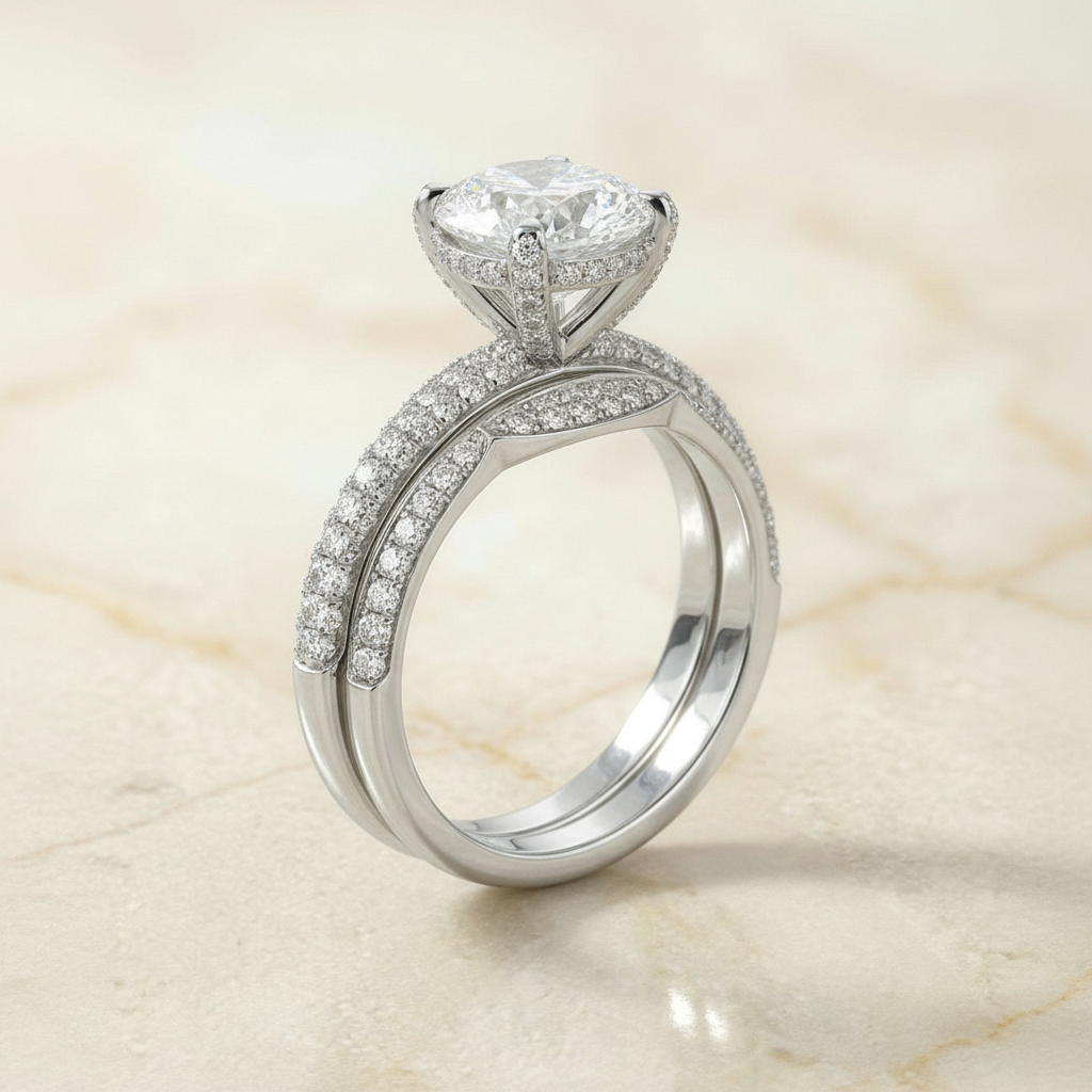 The Tina Matching Wedding Band, Cushion in Platinum | RockHer