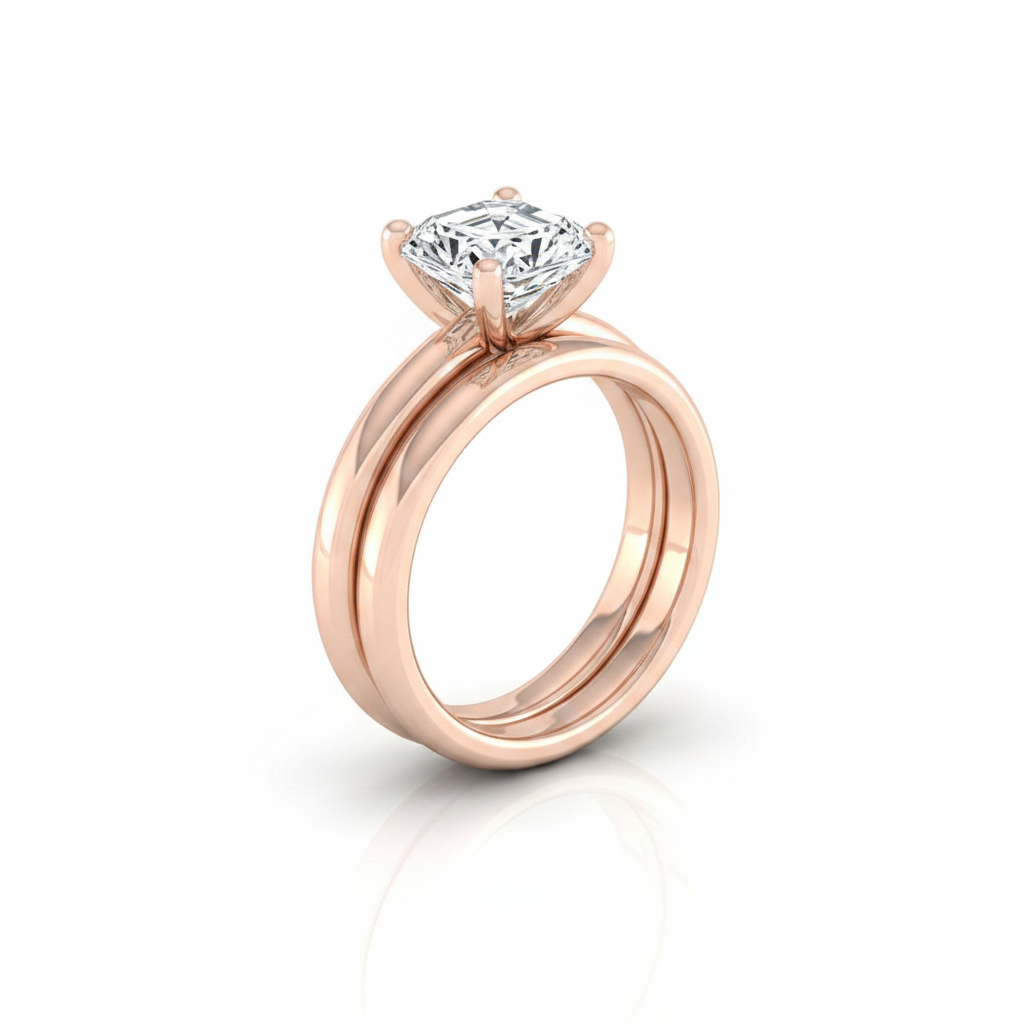 The Tori Matching Wedding Band, Asscher in 14K Rose Gold | RockHer