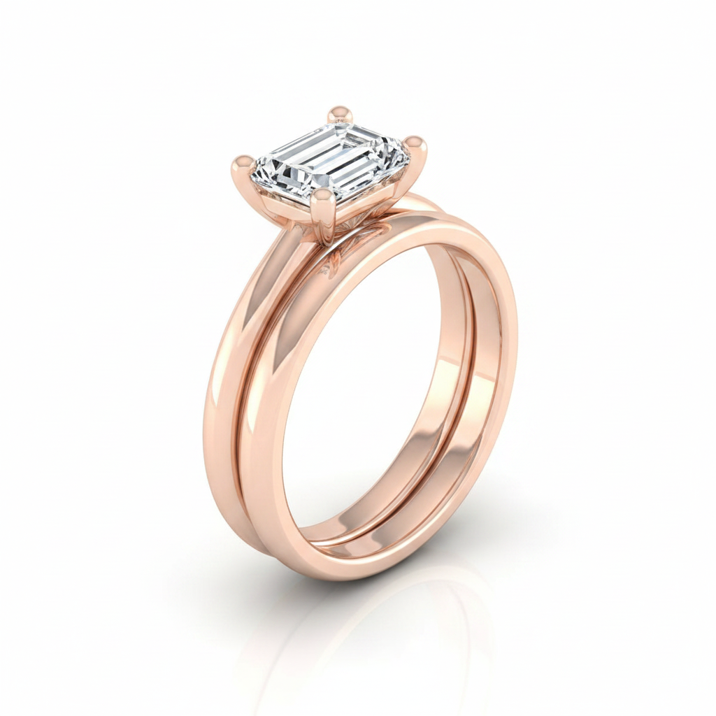 The Tori Matching Wedding Band, Emerald in 14K Rose Gold | RockHer