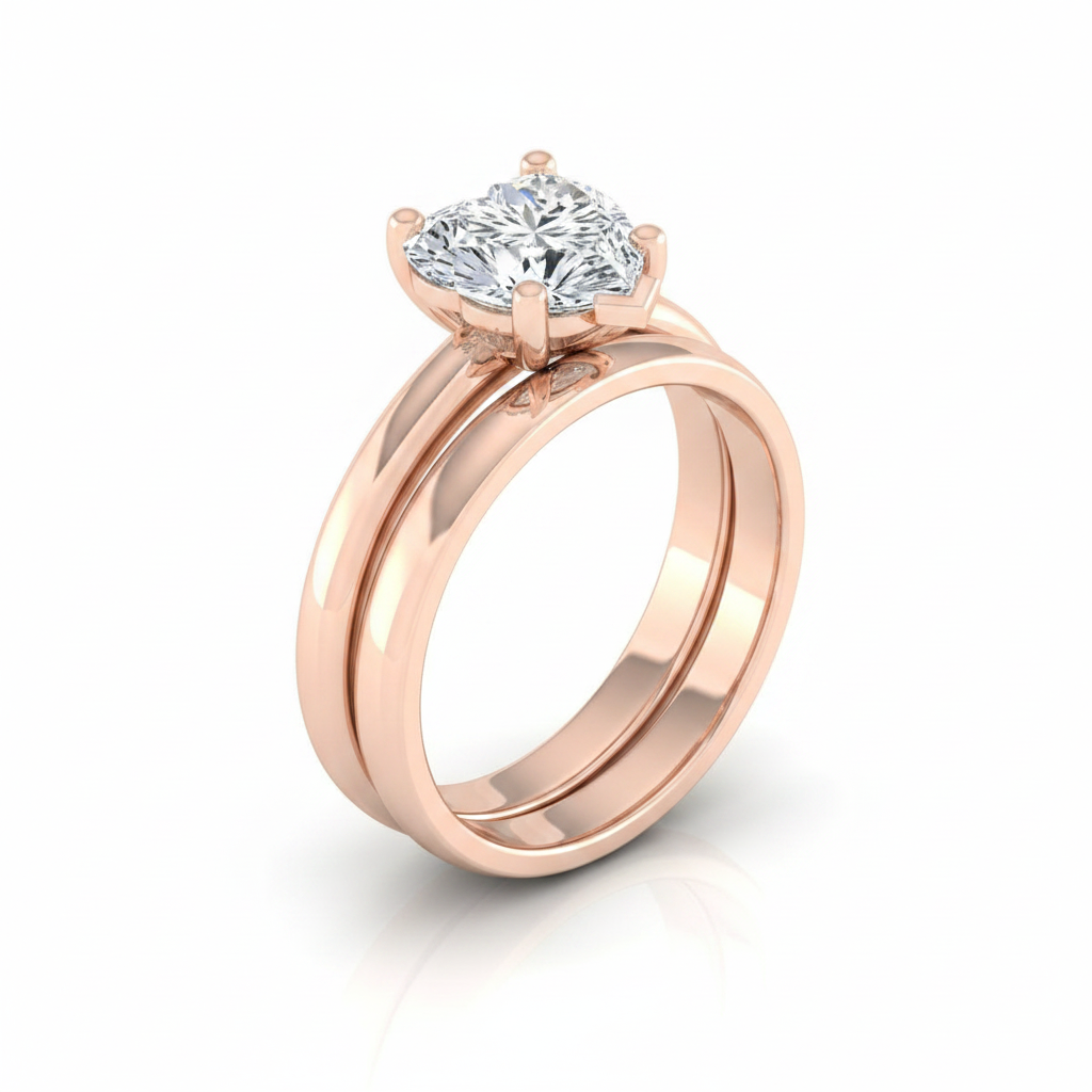 The Tori Matching Wedding Band, Heart in 14K Rose Gold | RockHer