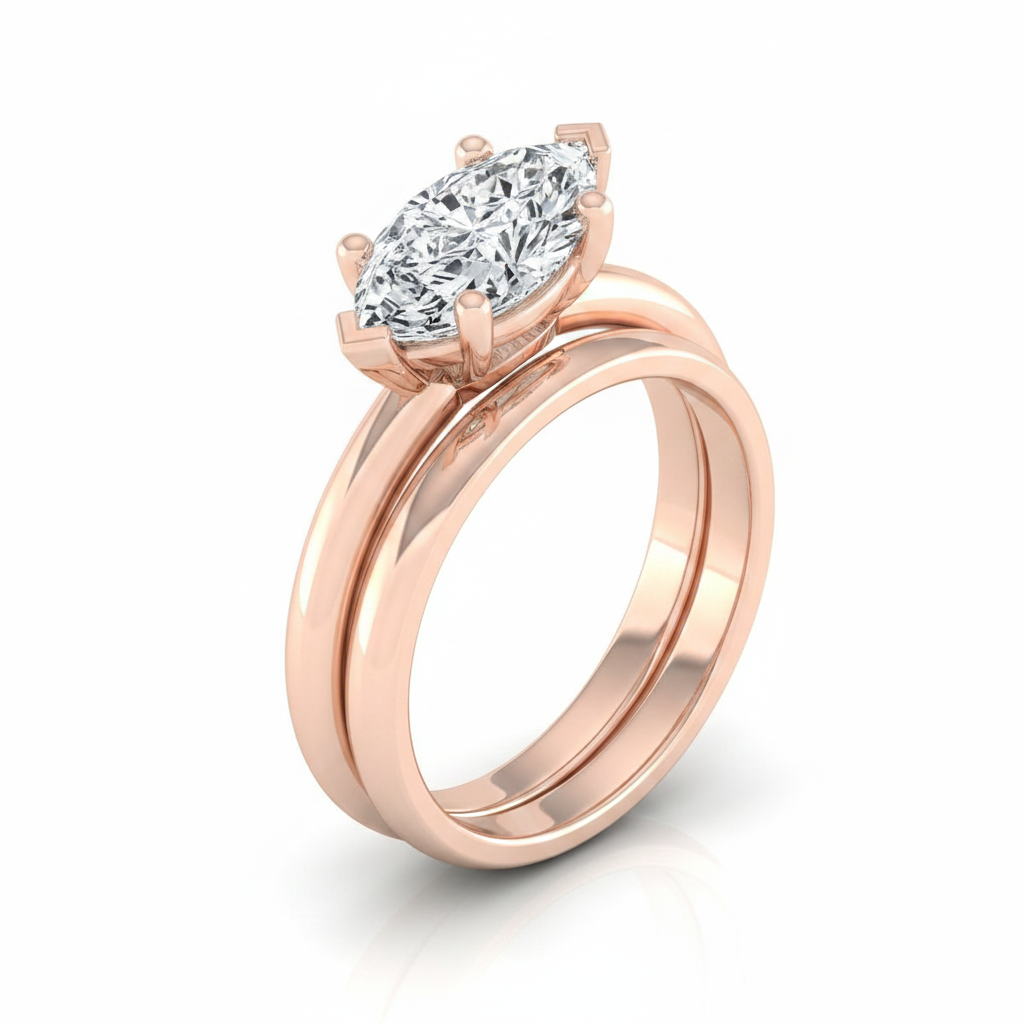 The Tori Matching Wedding Band, Marquise in 14K Rose Gold | RockHer