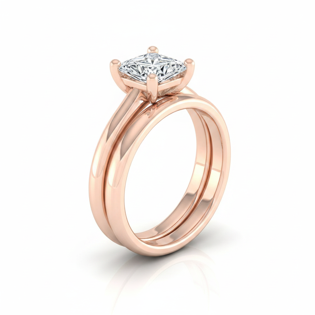 The Tori Matching Wedding Band, Princess in 14K Rose Gold | RockHer