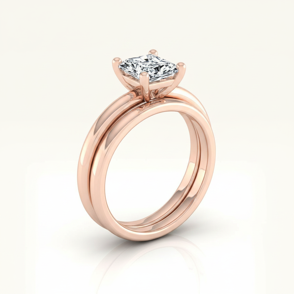 The Tori Matching Wedding Band, Radiant in 14K Rose Gold | RockHer