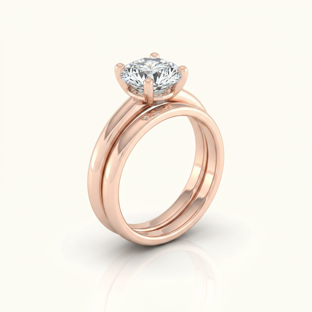 The Tori Matching Wedding Band, Round in 14K Rose Gold | RockHer