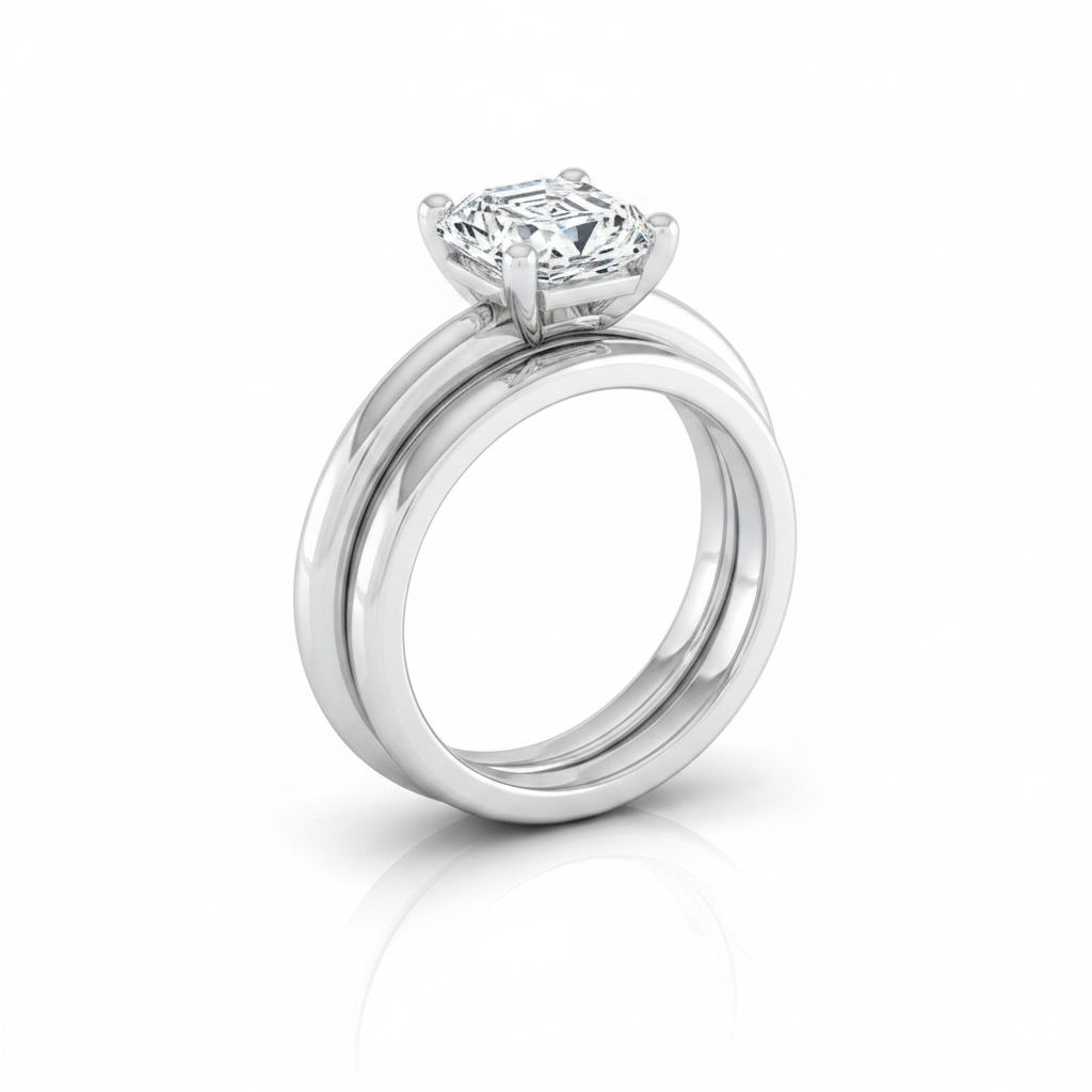 The Tori Matching Wedding Band, Asscher in 18K White Gold | RockHer