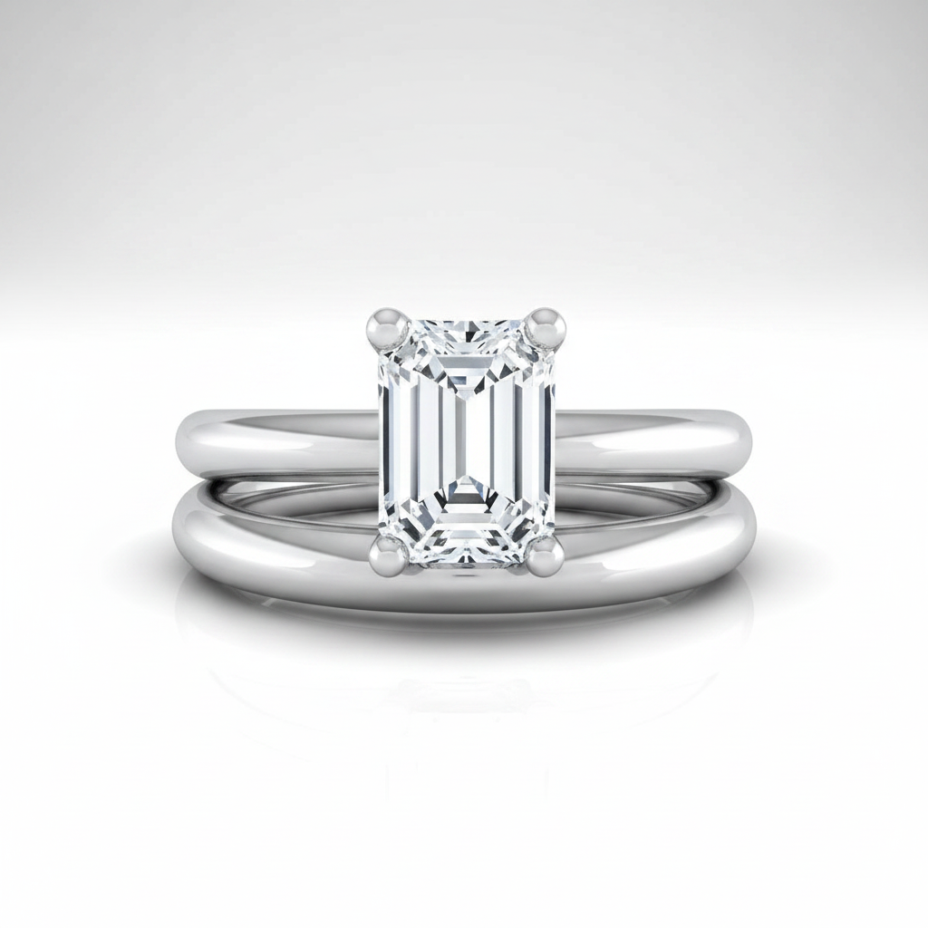 The Tori Matching Wedding Band, Emerald in 18K White Gold | RockHer