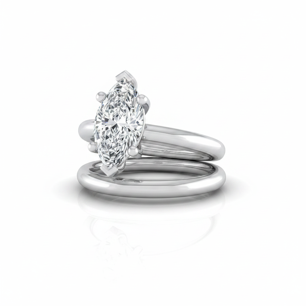 The Tori Matching Wedding Band, Marquise in 18K White Gold | RockHer