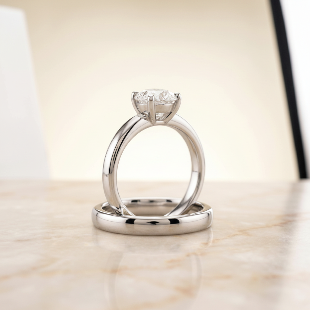 The Tori Matching Wedding Band, Oval in 18K White Gold | RockHer