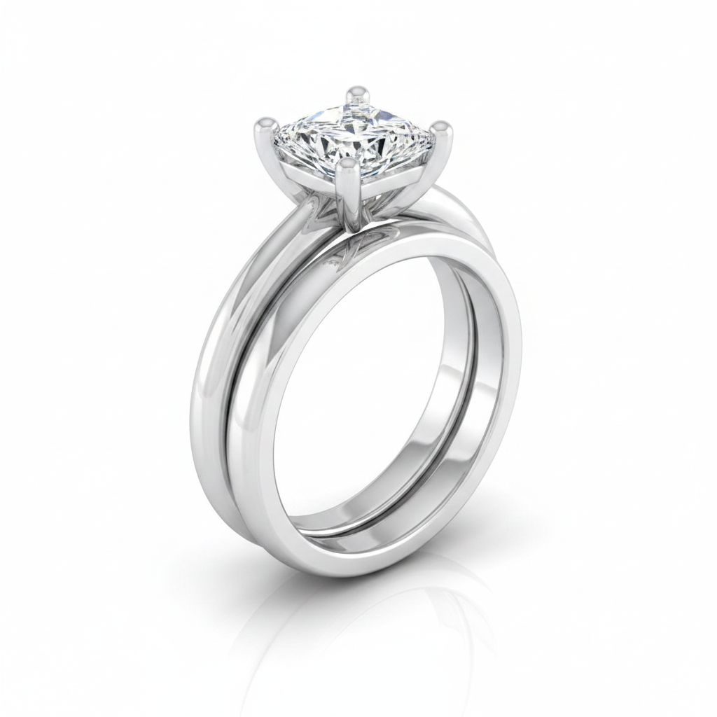 The Tori Matching Wedding Band, Princess in 18K White Gold | RockHer