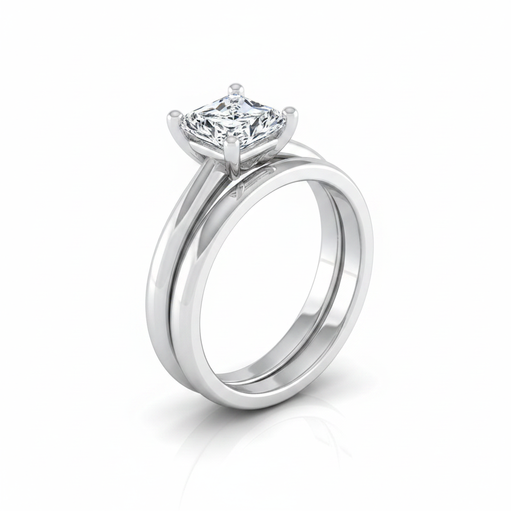 The Tori Matching Wedding Band, Radiant in 18K White Gold | RockHer