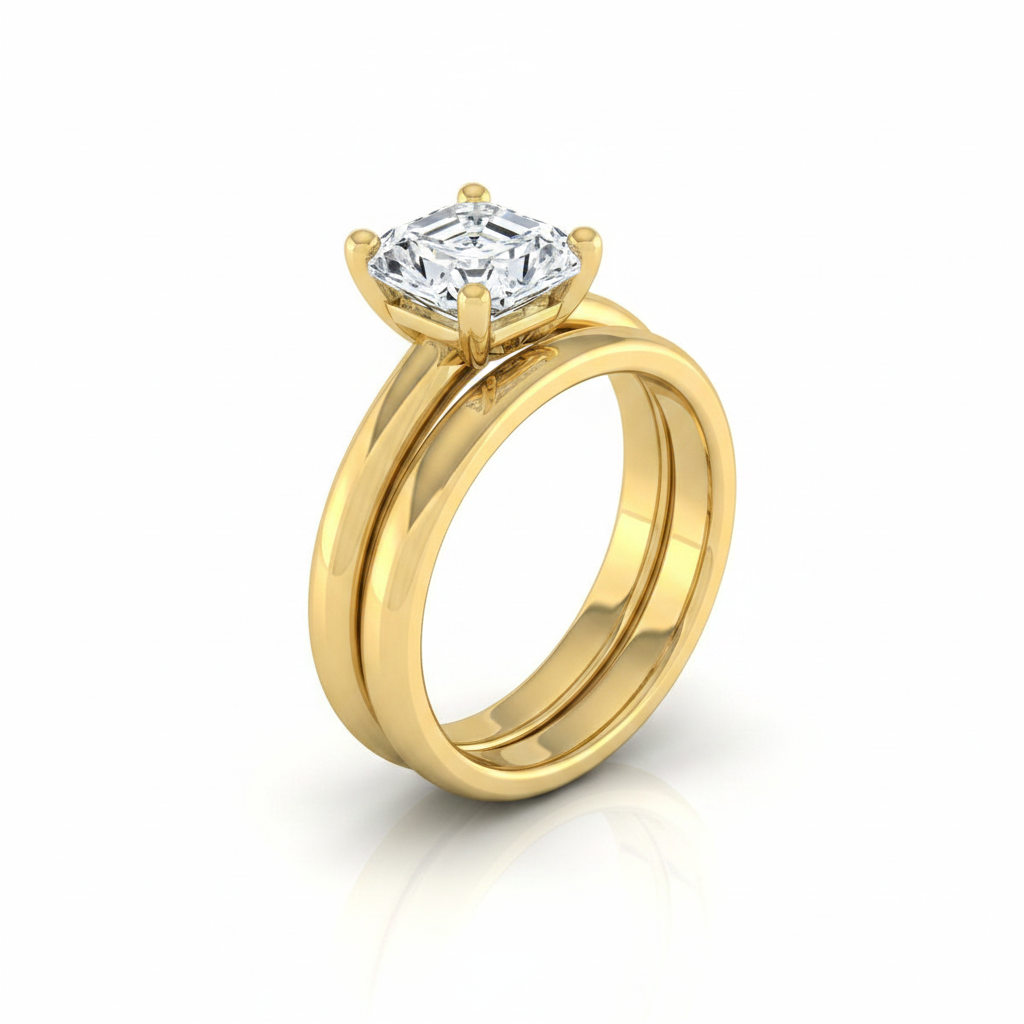 The Tori Matching Wedding Band, Asscher in 18K Yellow Gold | RockHer