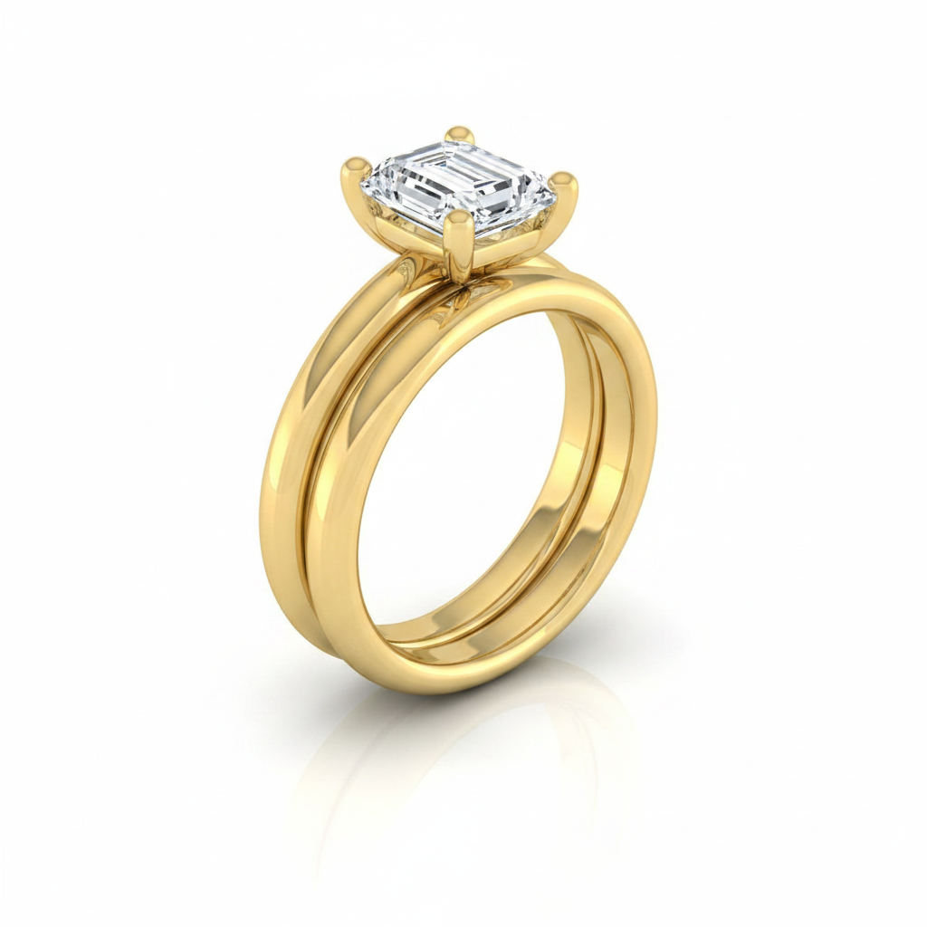 The Tori Matching Wedding Band, Emerald in 18K Yellow Gold | RockHer