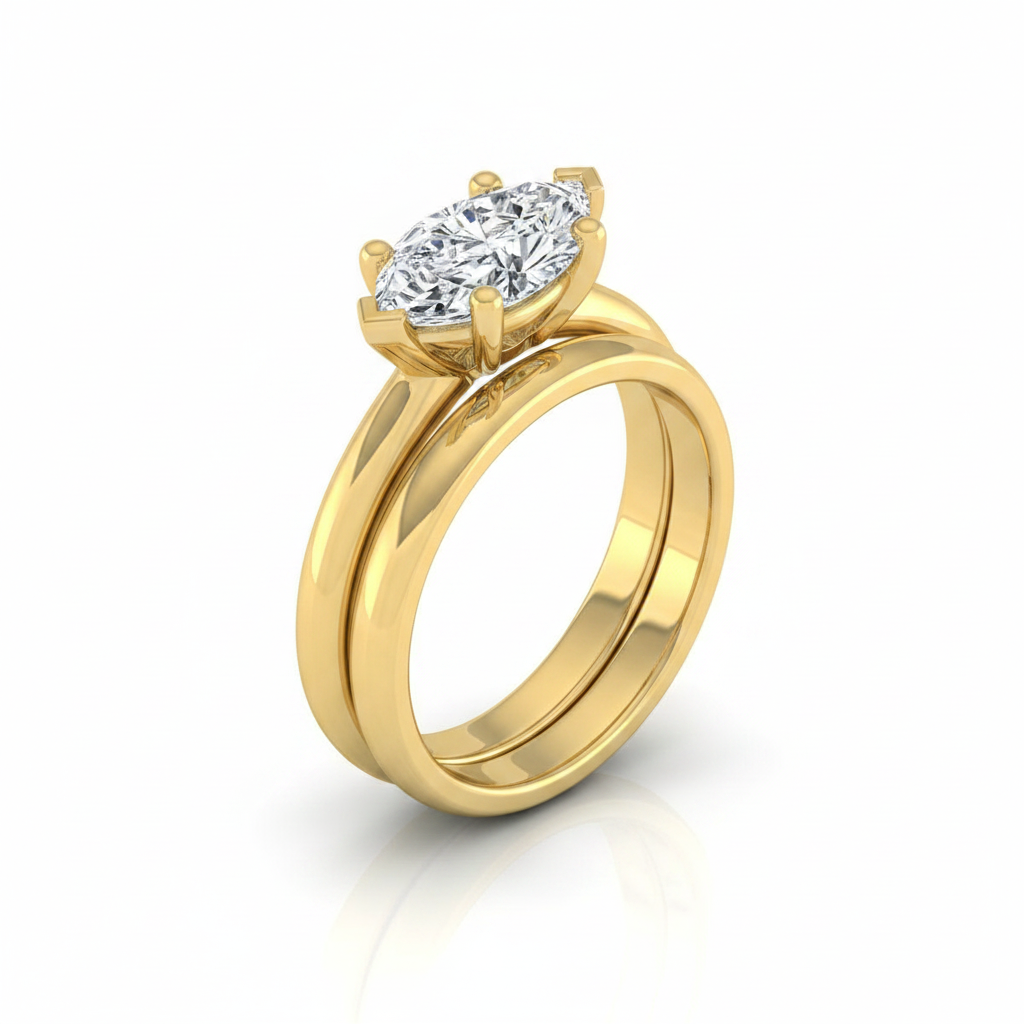 The Tori Matching Wedding Band, Marquise in 18K Yellow Gold | RockHer
