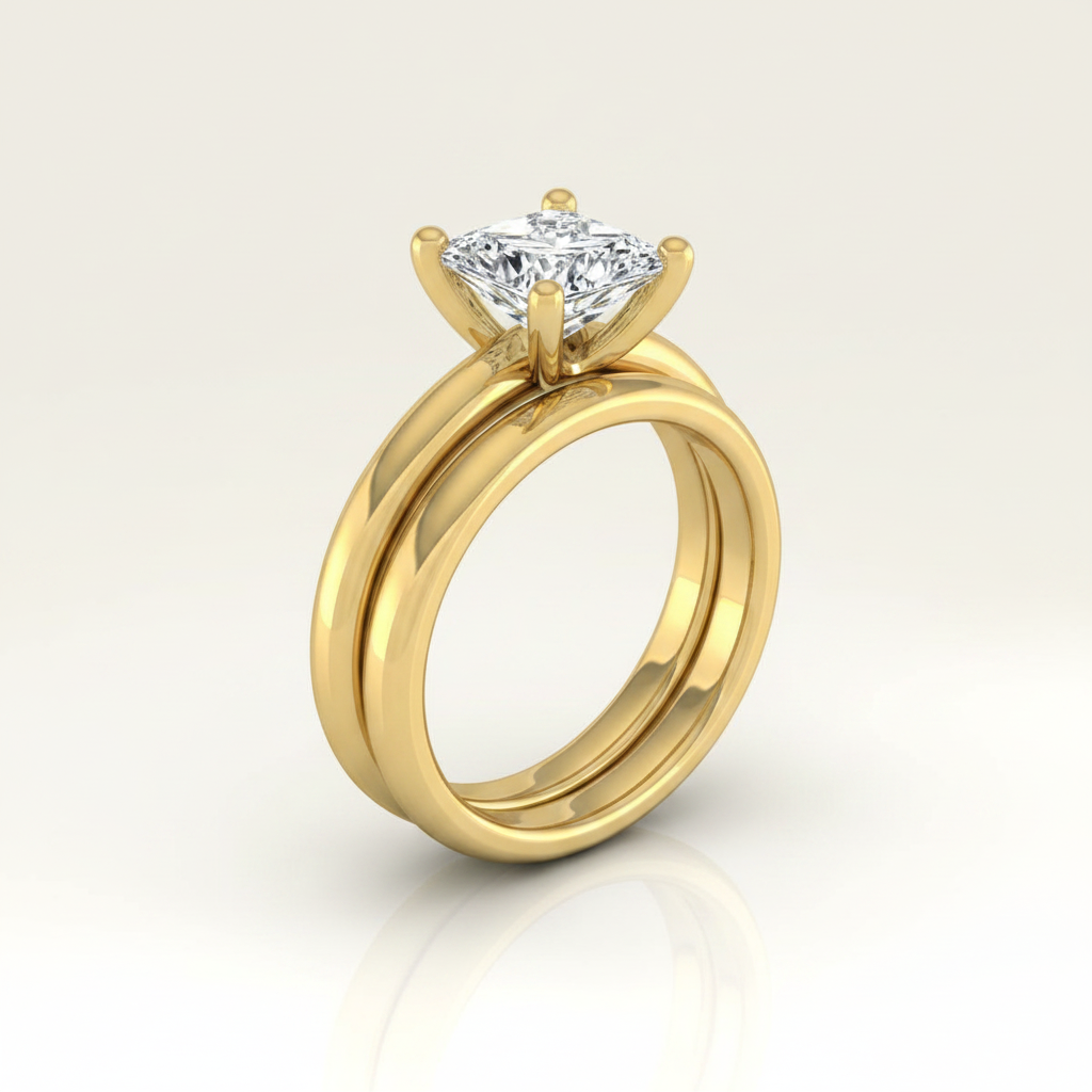 The Tori Matching Wedding Band, Princess in 18K Yellow Gold | RockHer