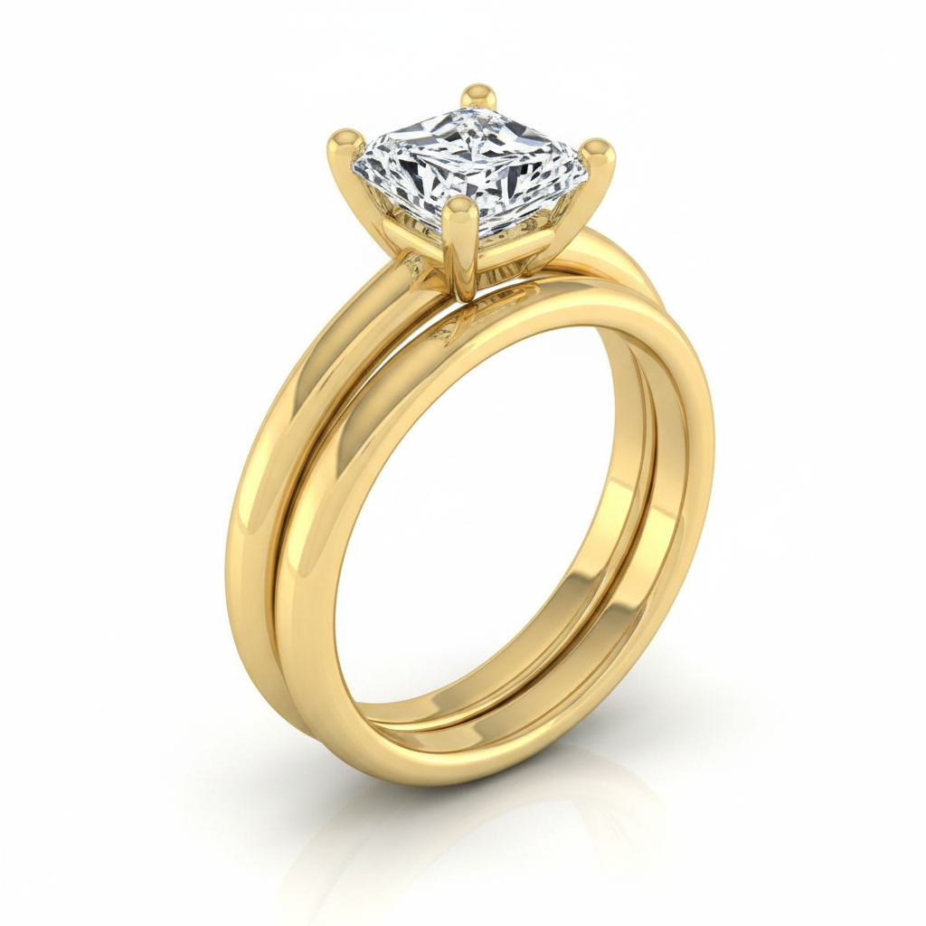The Tori Matching Wedding Band, Radiant in 18K Yellow Gold | RockHer
