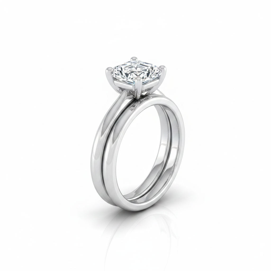 The Tori Matching Wedding Band, Asscher in Platinum | RockHer