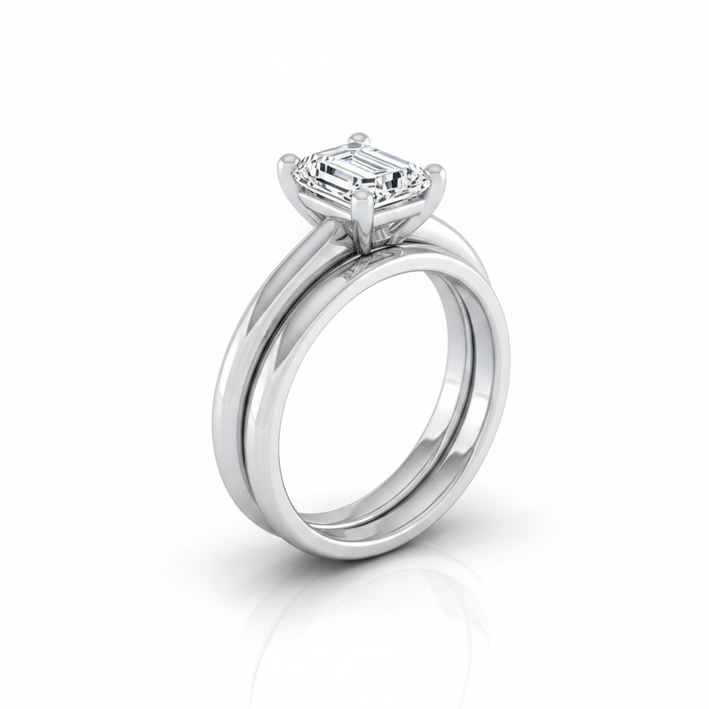 The Tori Matching Wedding Band, Emerald in Platinum | RockHer