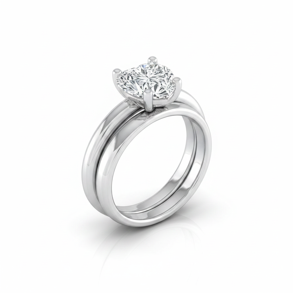 The Tori Matching Wedding Band, Heart in Platinum | RockHer
